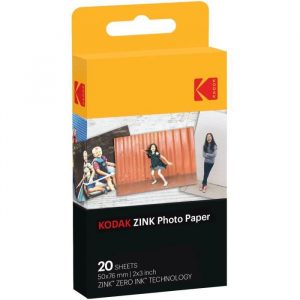 KODAK - ZINK Paper 2 x 3 Förpackning med 20 ark för PRINTOMATIC-enhet - Premiumpapper - Levande HD-färger - Antimudging